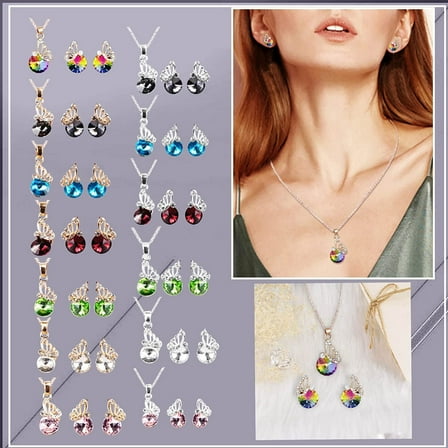 Butterfly 3-Piece Necklace Earring Set 8.27-19.69in Trendy Women's Fashion Jewelry Gift