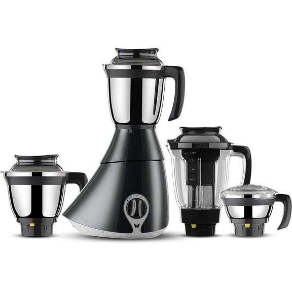 Butterfly 4 Jar Matchless Mixer Grinder - 110 V - New Model, Grey - 550 Watt - 3 Speed Motor