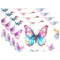 thumbnail image 1 of Butterfly 4 PCs Placemats Set Linen Non-Slip Table Mat Rectangular Washable for Dining Kitchen Party 12"x18", 1 of 8
