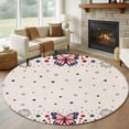 thumbnail image 1 of Butterfly 4th of July Round Area Rug 7 FT,Non Slip Living Room Area Carpet,Independence Day Star Blue Red Rustic Washable Soft Circular Rug Floor Carpet for Bedside Office Play Room Classroom, 1 of 9