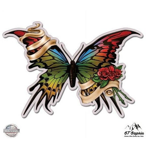 Butterfly - 5" Vinyl Sticker - For Car Laptop I-Pad - Waterproof Decal