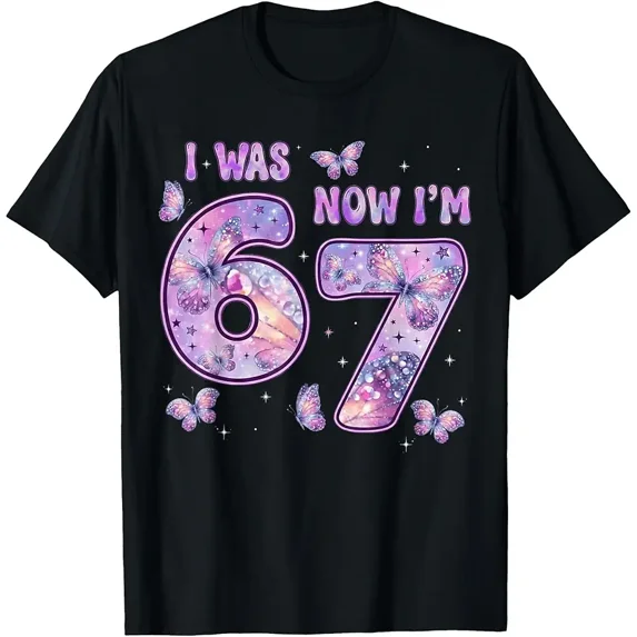 Butterfly 7th Birthday I was 6 Now I'm 7 Birthday Girl Kids T-Shirt