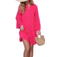 thumbnail image 1 of Fall Sequin Dress,Boho Casual Dresses Sequin Pleated Bell Long Sleeve Knee Length Beach Vacation Wedding Guest Feather Dress Black Women Casual Dresses Work (XXL, Hot Pink) ZMTing, 1 of 4