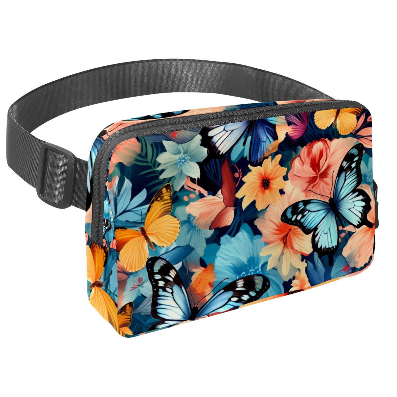 Butterfly Adjustable Lightweight Fanny Pack with Extension Strap - Unisex Belt Bag and Crossbody Bag