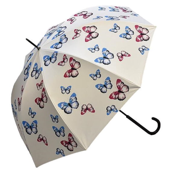 Butterfly Adorable Modern Dome-Shaped All-weather Umbrella 99% UV Protection .58cm .White.