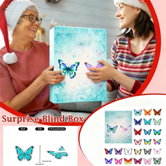 Butterfly Advent Calendar with 24 Ornaments, Hanging Butterfly Decorations for Student Wall Display, 2026 Advent Calendar Countdown Christmas Tree Decor, 24Pc Set