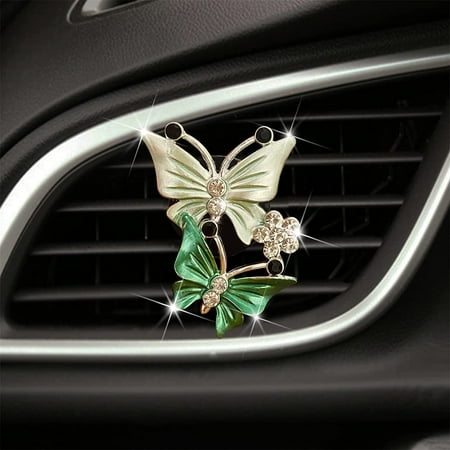 Butterfly Air Vent Clips, Car Freshener Air Vent Decorative Clip for Car Air Vent Decorations Accessories, Green - Pack Of 2