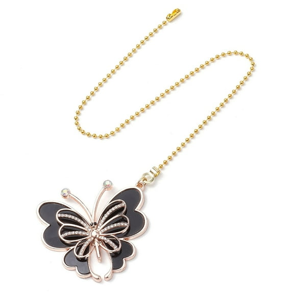 Butterfly Alloy Rhinestone Ceiling Fan Pull Chain Extenders with Iron Ball Chains Golden & Rose Gold 373mm