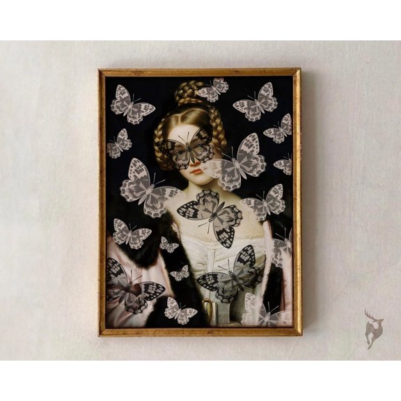 Butterfly Altered Art Portrait Quirky Home Decor