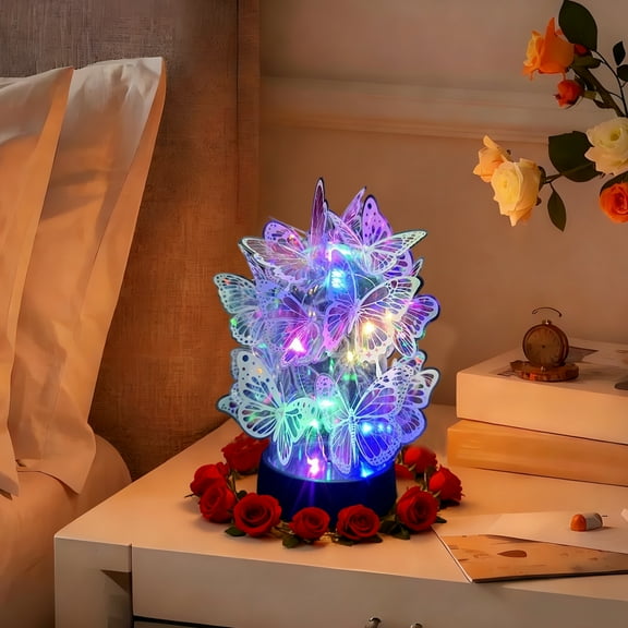 Butterfly Ambiance Lamp, Bedside Decorative Small Table Lamp, DIY Butterfly Lamp, Battery Powered Night Light, Christmas Birthday Valentines Gift