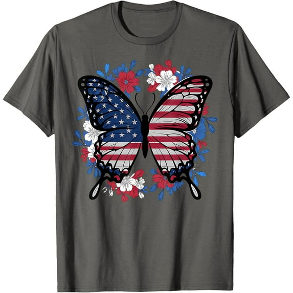 Butterfly American Flag Patriotic Usa 4Th Of July Women T-Shirt Unisex S-5XL Hot Trending Shirt, Vintage Birthday Gift