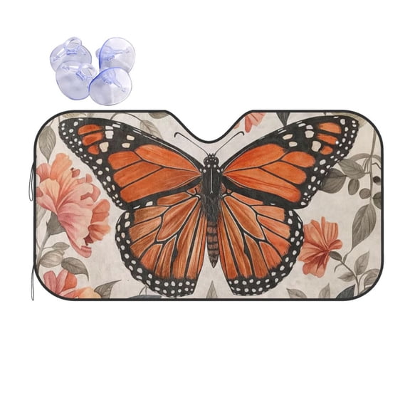 Butterfly And Flowers Car Windshield Sun Shade Universal Fit Auto Sun Visor Protector
