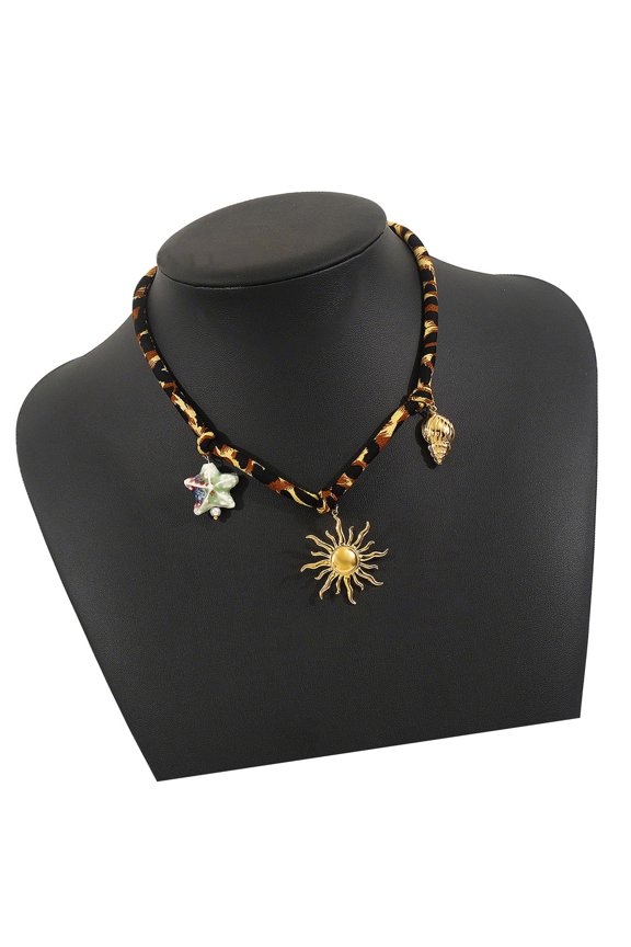 Butterfly And Sun Charm Chain With Margay Pattern Cord Rustless Thin Jewelry Modifiable Plan Modern Women Present