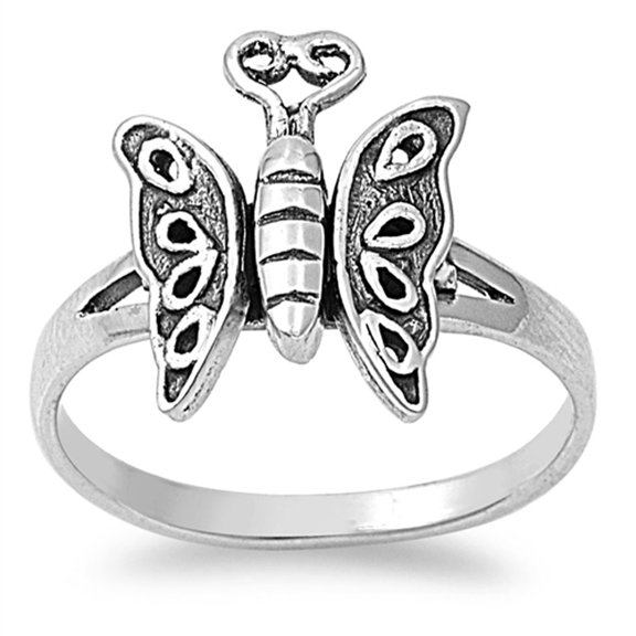 Butterfly Animal Swirl Teardrop Wings Ring .925 Sterling Silver Band Jewelry Female Male Size 9