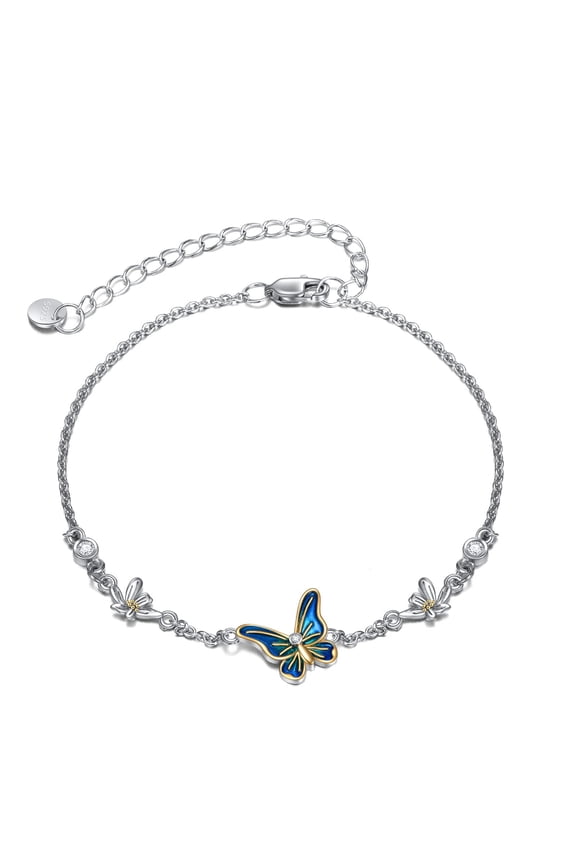 Butterfly Anklet for Women Sterling Silver Butterfly Daisy Anklet Bracelet Jewelry Gifts for Women