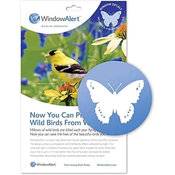 Butterfly Anti-Collision Decal - UV-Reflective Window Decal to Protect Wild Birds from Glass Collisions - Made in The USA