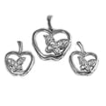 thumbnail image 1 of Butterfly Apple Earrings Clear Cubic Zirconia .925 Sterling Silver Pendant Set Jewelry Female Unisex, 1 of 3