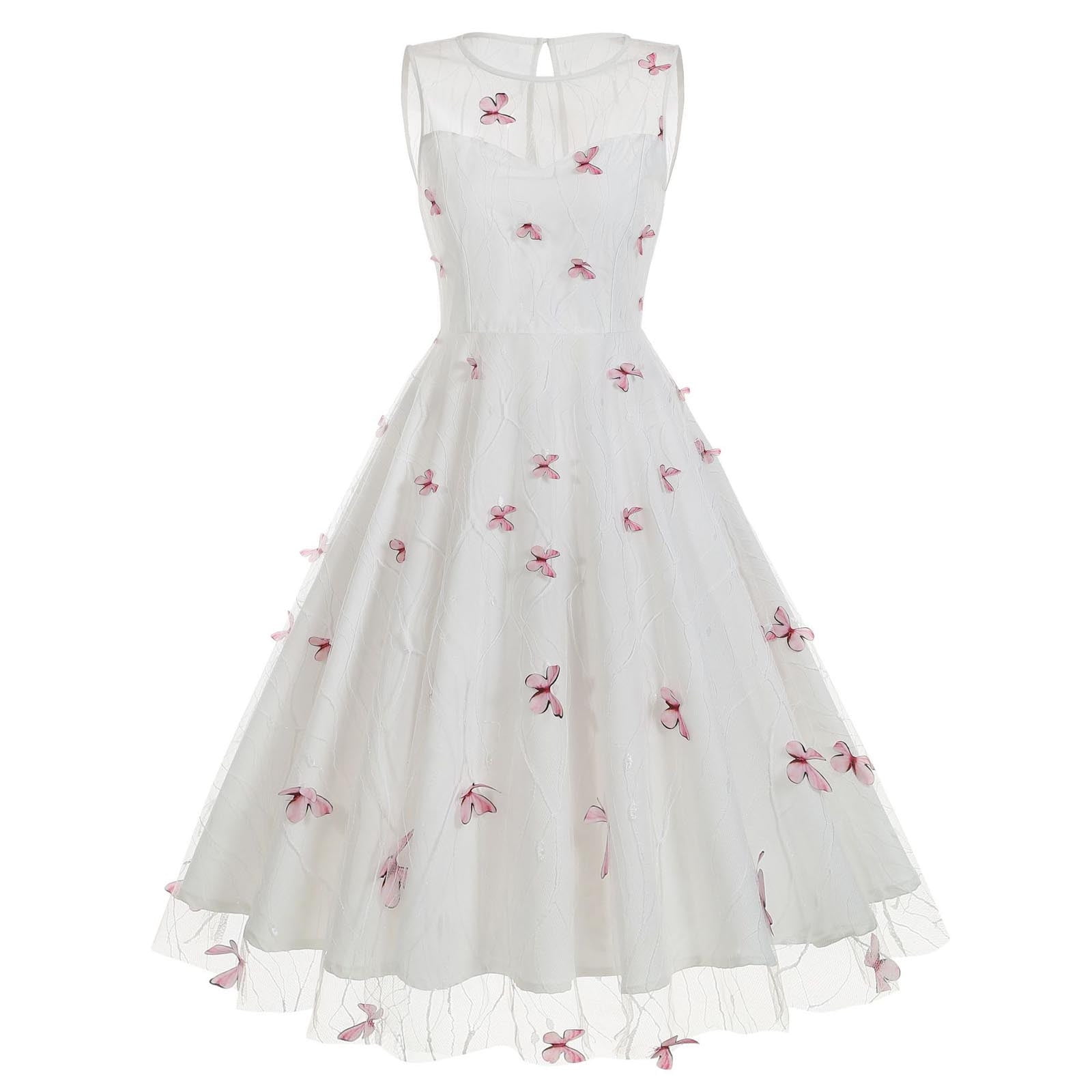 white dress with black butterflies Sabrina Dress in Black & White 3D Butterfly Lace