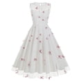 thumbnail image 1 of Butterfly Applique Rockabilly Dress Women's Summer Elegant Party Dress Mesh Sheer Backless Swing A-line Dress, 1 of 3