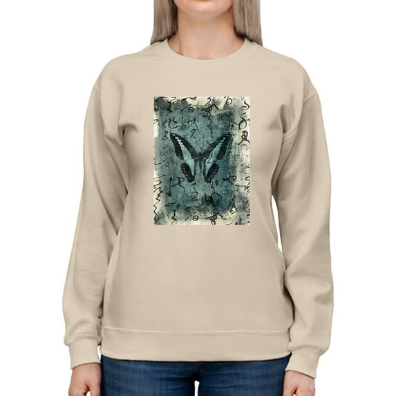 Butterfly Art And Kanji Sweatshirt Women -Elena Ray Designs, Female 3X-Large