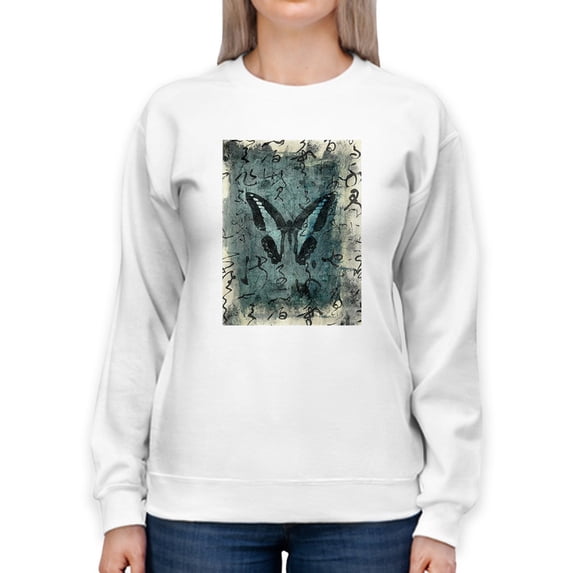 Butterfly Art And Kanji Sweatshirt Women -Elena Ray Designs, Female Large