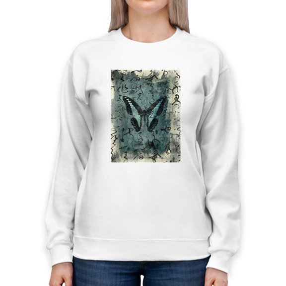 Butterfly Art And Kanji Sweatshirt Women -Elena Ray Designs, Female Small