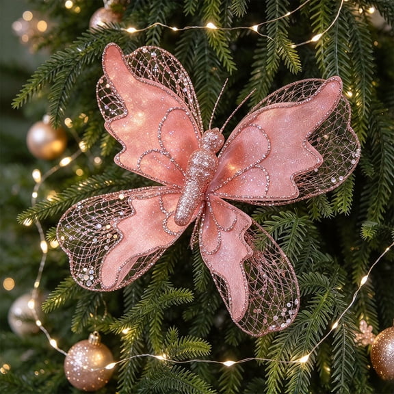 Butterfly Artificial Floral Pick, Decorative Botanical Stem, Layered Faux Foliage and Accent Details for Vase, Interior Product Specific Accent Reusable Plant Inspired Accent Display