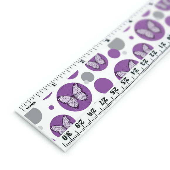 Butterfly Artsy Purple 12 Inch Standard and Metric Plastic Ruler