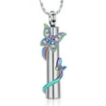 thumbnail image 1 of Butterfly Ashes Necklace for Women Men Cylinder Cremation Jewelry for Ashes for Loved One Memorial Ash Pendant, 1 of 7