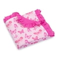thumbnail image 1 of LollyBanks Ruffle Muslin Baby Girl Blanket, Organic Cotton Receiving Blanket, 40 x 36 in, Butterfly Print, 1 of 8