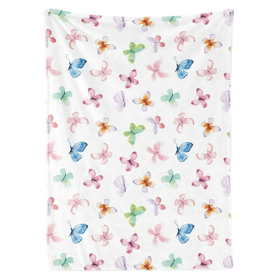 Butterfly Baby Blanket for Girls, Soft Watercolor Butterfly Plush Flannel Blanket for Newborns Baby Infants Toddlers, Butterfly Toys Gifts Baby Shower Birthday Easter Nursery Room Decor(40"x50")