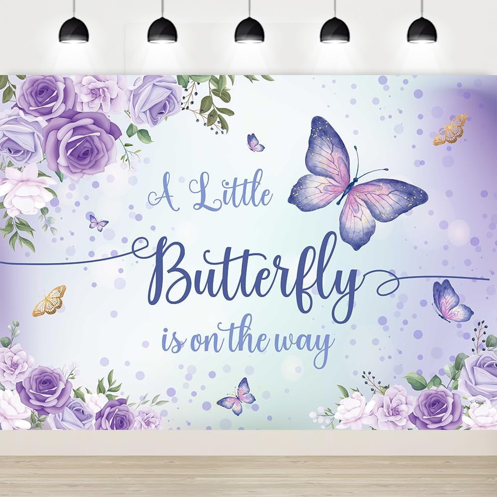 Sweet Flying Butterfly Baby Girl Shower Backdrop main image 0