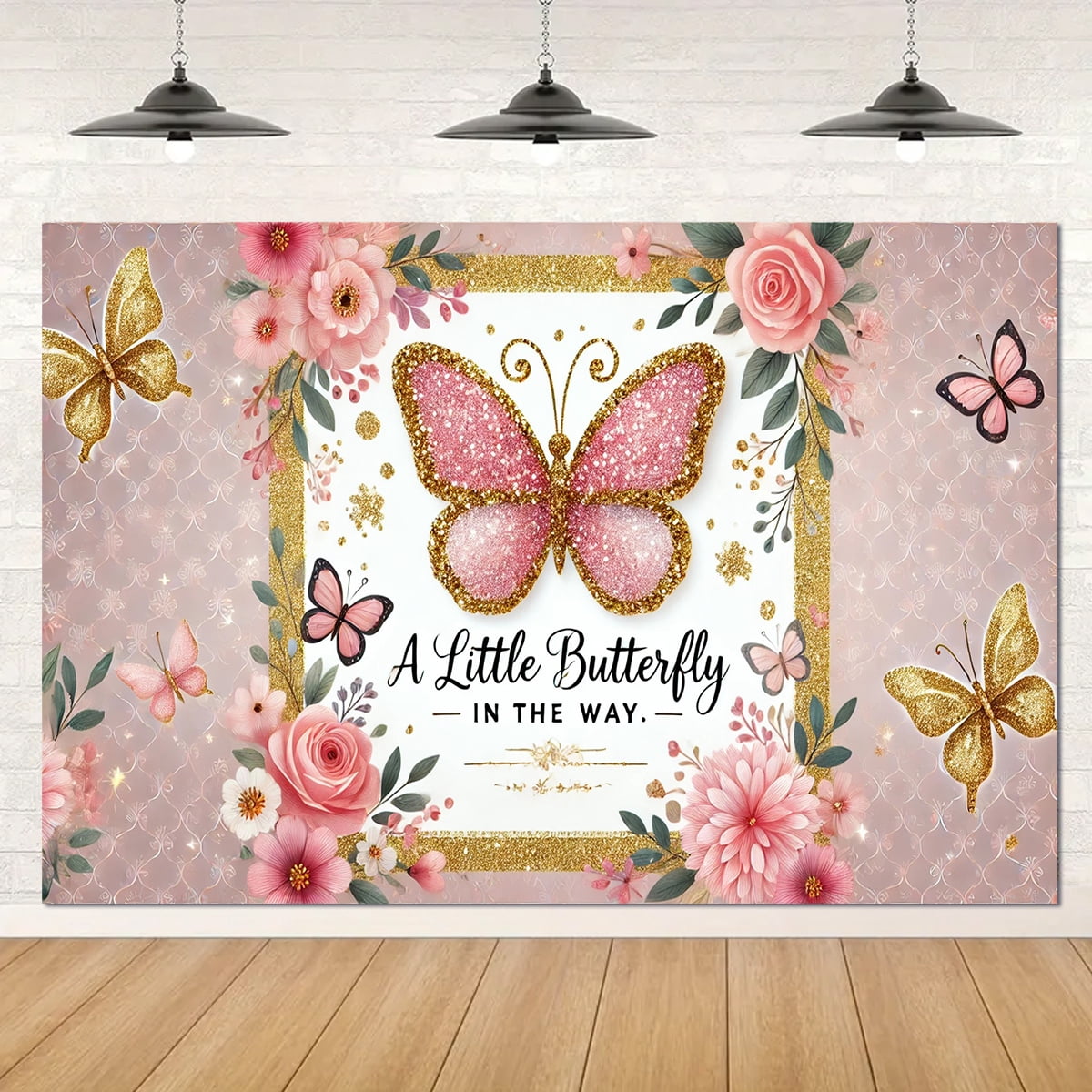 Butterfly Theme Light Pink Baby Shower Arch Backdrop Kit