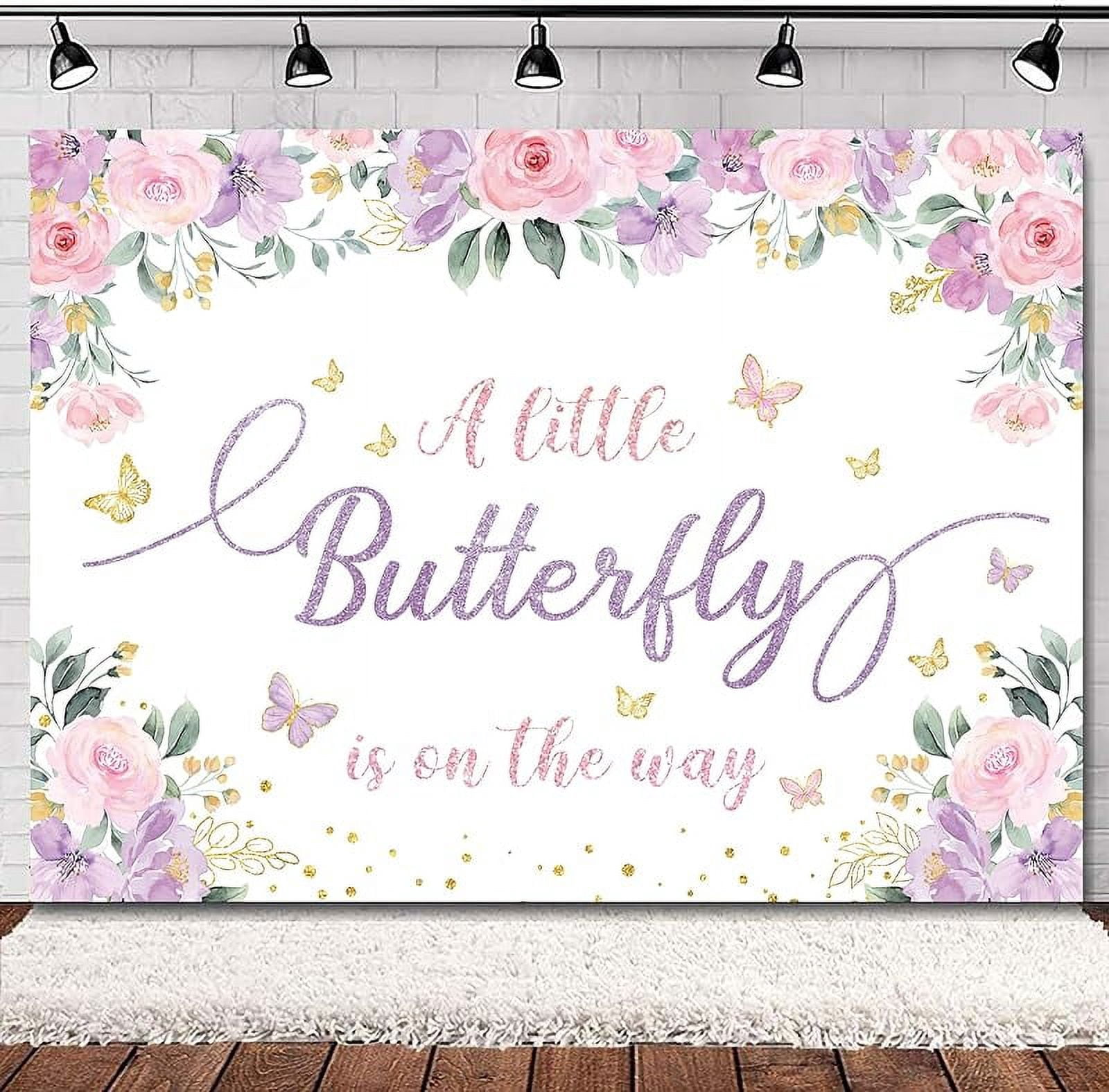 Butterfly Baby Shower Decorations Kit – Backdrop, Balloon Garland, Tablecloths For Girl