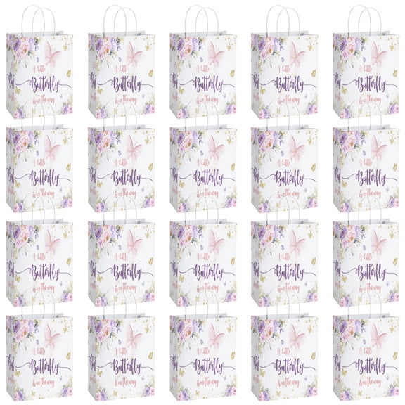 Butterfly Baby Shower Party Favor Bags, A Litter Butterfly is On The Way Paper Bags, Butterfly Baby Shower Party Decorations 20Pcs