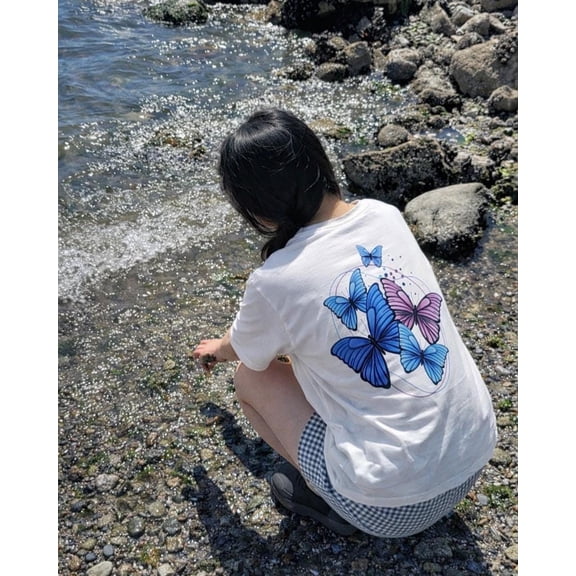 Butterfly Back Print Boxy Tee – Customizable Oversized Cotton T-Shirt