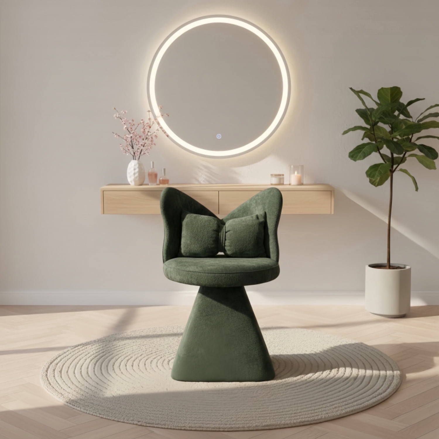 Butterfly Back Swivel Vanity Chair, Modern Accent Makeup Stool for ...