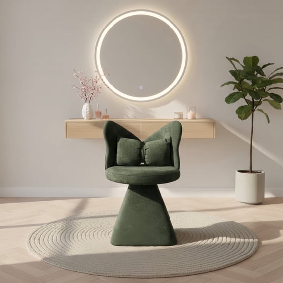 Butterfly Back Swivel Vanity Chair, Modern Accent Makeup Stool for Bedroom, Dressing Table, Living Room and Study,Green