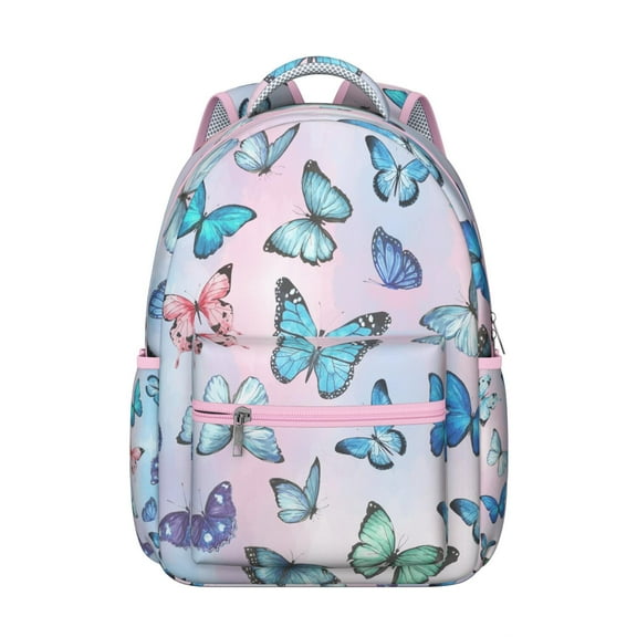 Butterfly Backpack for Student School Bag with Colorful Floral Pattern Cute Aesthetic Design Butterflies