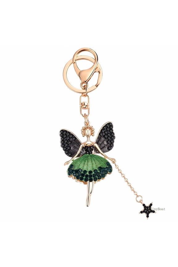 Butterfly Ballet Dancer Keychain, Rhinestone Fairy Key Ring with Moving Legs, 12cm Bag Charm