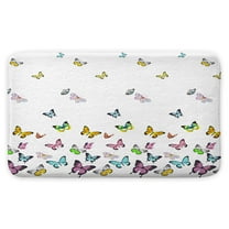 Butterfly Bath Mat for Bathroom, Colorful Butterflies in Spring Soft Flannel Bathroom Rugs Home Bath Decor 19x31 Inches