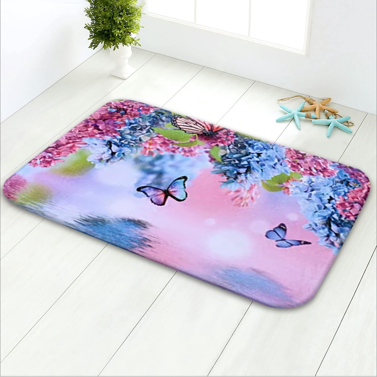 Naturestep Rug Butterfly Butterfly Bathroom Rugs,Floral Bathroom Mat, Non Slip Ultra Soft and ...