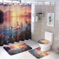 thumbnail image 1 of Butterfly Bathroom Sets with Shower Curtain And Rugs, Incl with 12 Hooks，Toilet Lid Oval Rug, 1 of 8