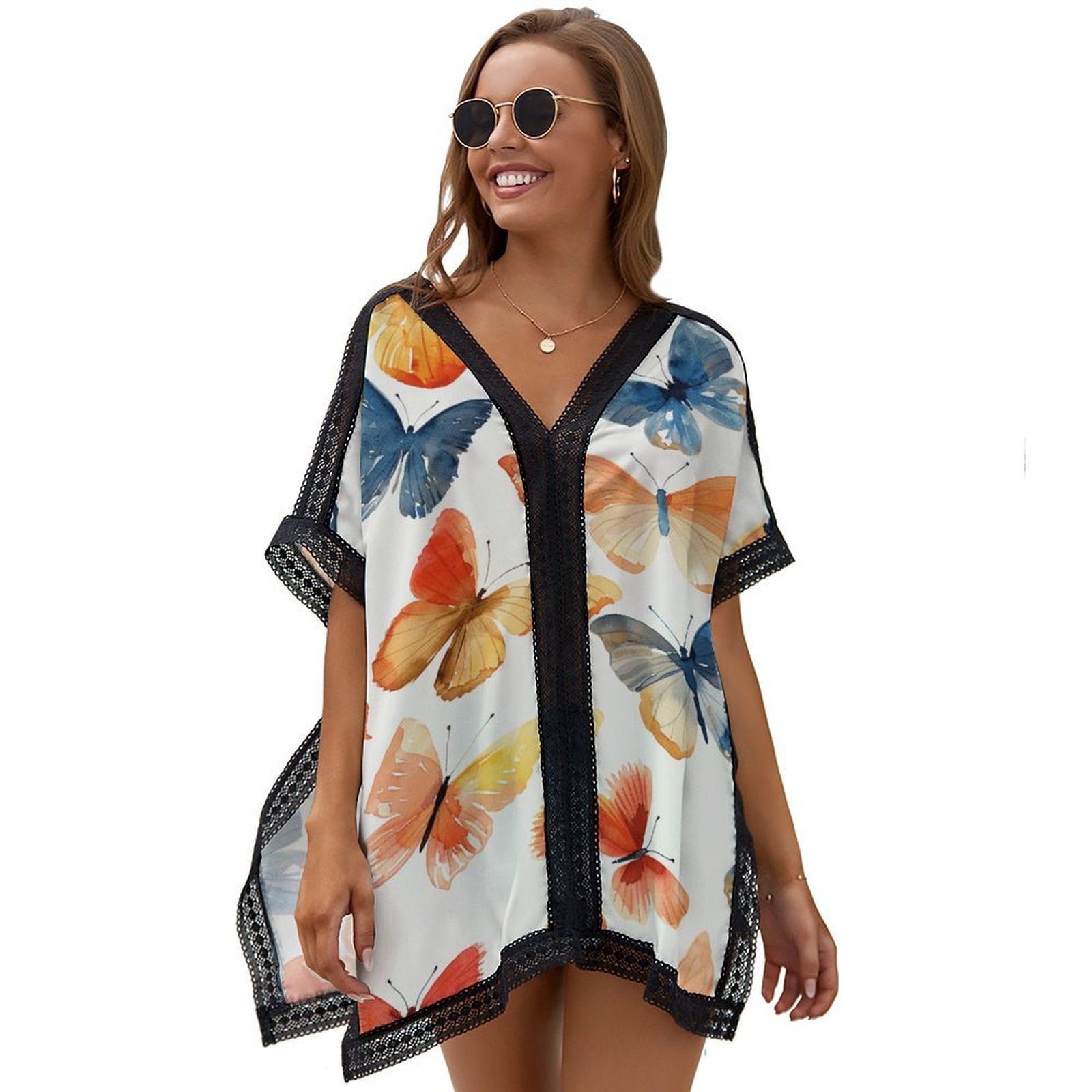 Robe Cover-up De Plage YB Yuka Beach Blanc Floral 100% Coton - Taille S, Neuf
