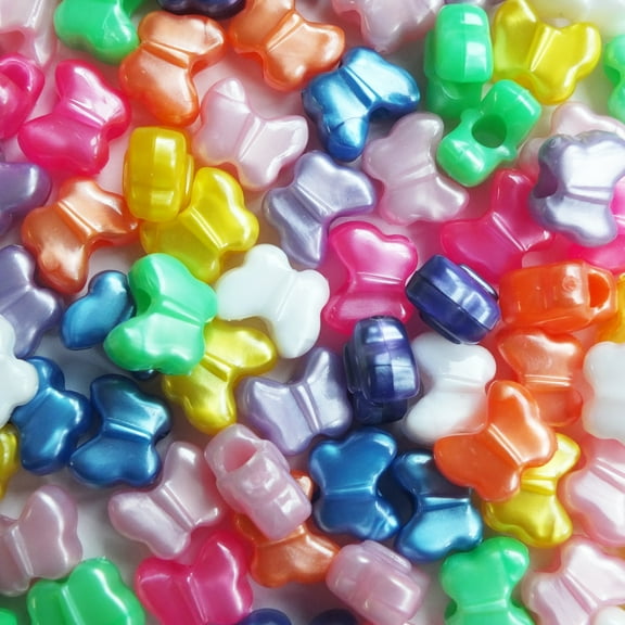 Butterfly Beads Pearl Colors Large Hole Pony Beads Multi Mix Made in USA