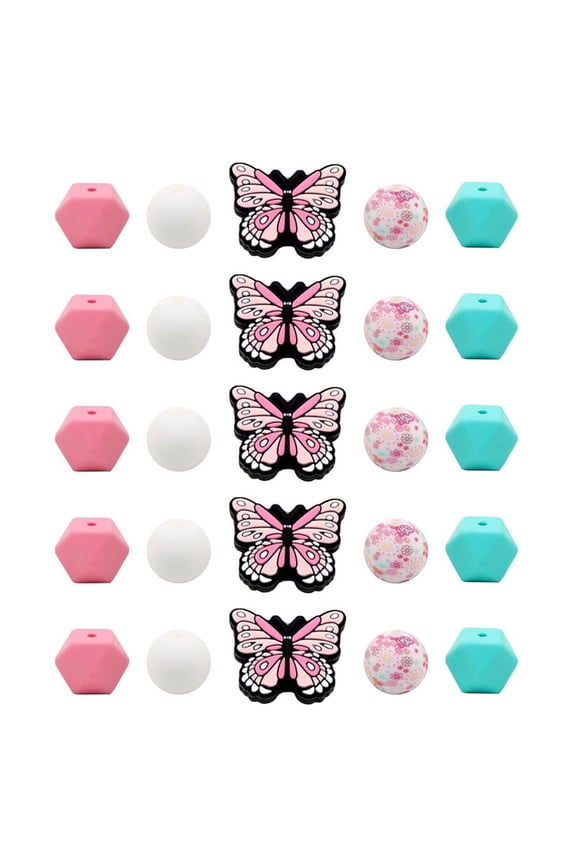 Butterfly Beads Silicone for Keychain Making, Round Jewelry Making DIY Crafts