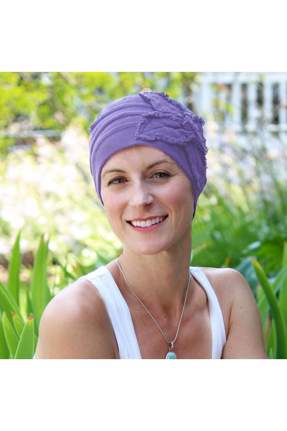 Butterfly Beanie Cotton Chemo Cap for Cancer Patients (Lilac)