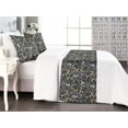 thumbnail image 1 of Butterfly Bed Runner Set, Forest Wings on Spotted Animal Skin Like Ornaments Tropical Leaves, Decorative Bedding Scarf & 2 Pillow Shams for Hotels Homes, Queen, Marigold Black and White, by Ambesonne, 1 of 3