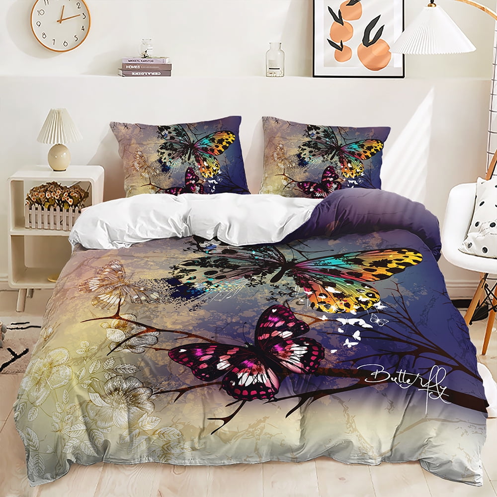 Butterfly Bedding Set,Butterfly Duvet Cover Set Twin Full Queen King