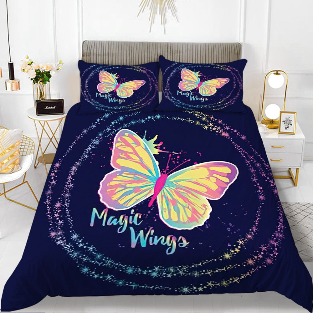 Butterfly Bedding Set Twin Size for Girls Kids Teens 3 Piece Bed in A